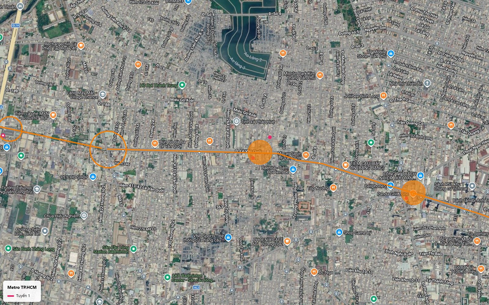 Hai vùng ga ngầm của tuyến metro số 1 dưới trục Lê Văn Quới giữa khu dân cư Bình Tân kín đặc