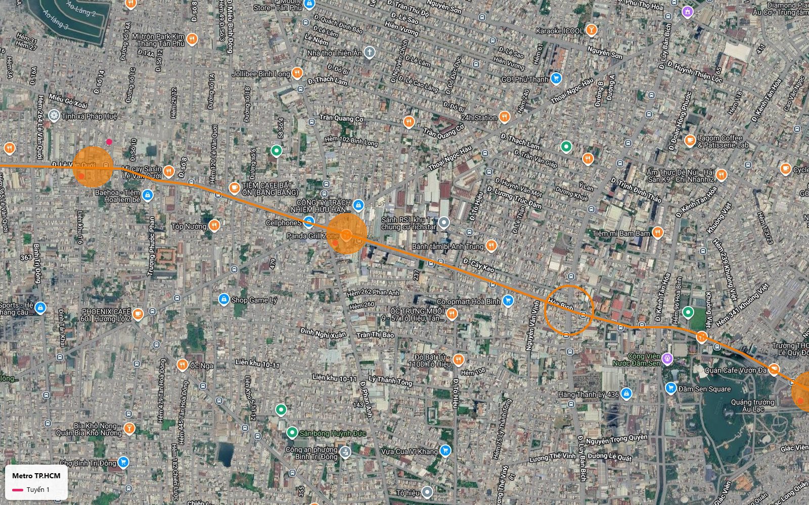 Tuyến metro số 1 TP.HCM qua cụm chung cư Richstar quận Tân Phú, hướng về công viên Đầm Sen