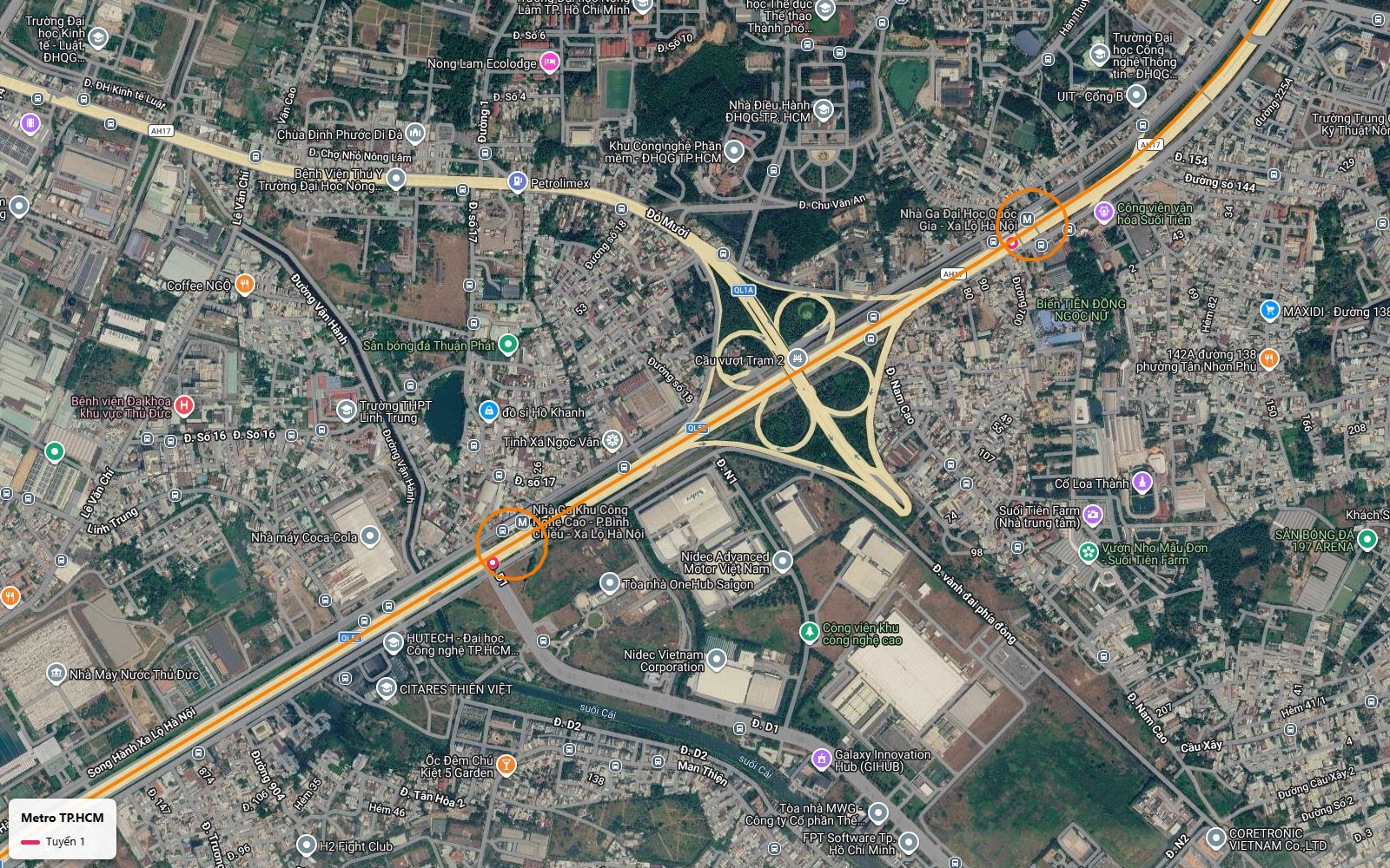 Tuyến metro số 1 vượt nút giao Trạm 2 tới ga Đại học Quốc gia cạnh công viên văn hóa Suối Tiên