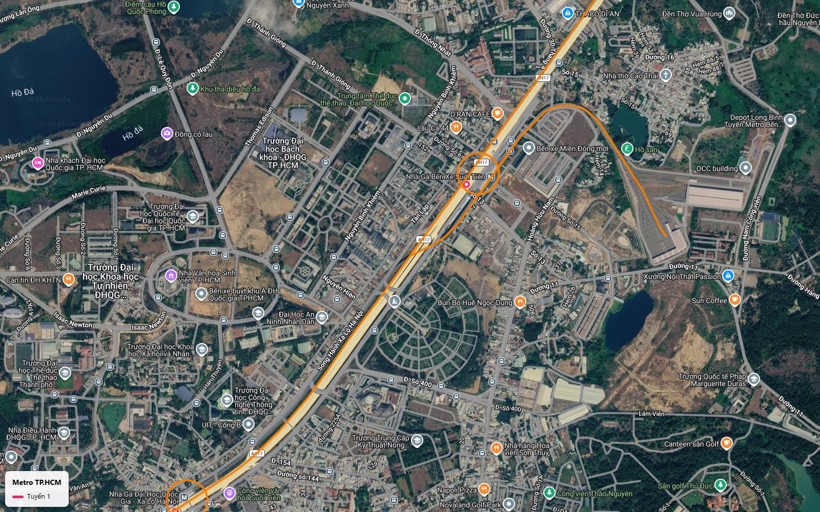 Toàn cảnh cuối tuyến metro số 1 TP.HCM với ga Bến xe Suối Tiên, depot Long Bình và làng đại học ĐHQG