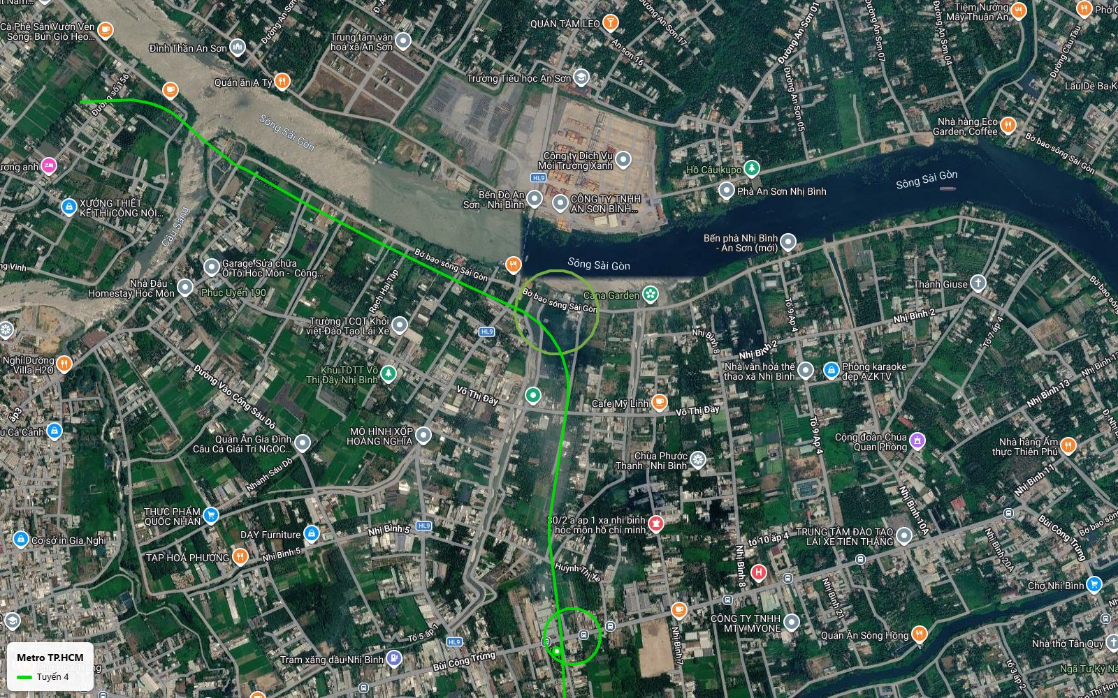 Điểm đầu phía Bắc tuyến metro số 4 TP.HCM tại Đường số 156 Bình Mỹ Củ Chi gần phà An Sơn Nhị Bình