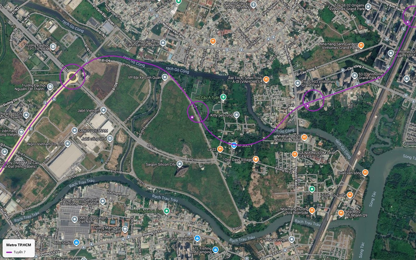 Toàn cảnh tuyến metro số 7 men rạch Gò Công về Đại học FPT và Đại học Nguyễn Tất Thành