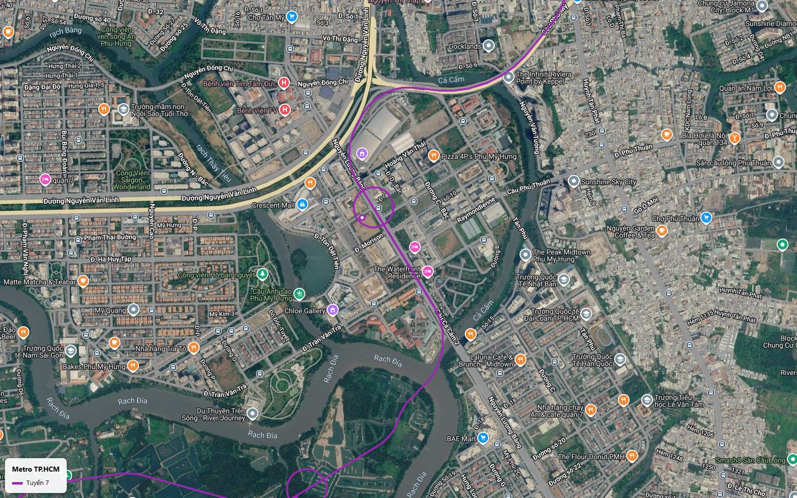 Toàn cảnh tuyến metro số 7 xuyên khu đô thị Phú Mỹ Hưng qua Crescent Mall Hồ Bán Nguyệt và The Peak Midtown