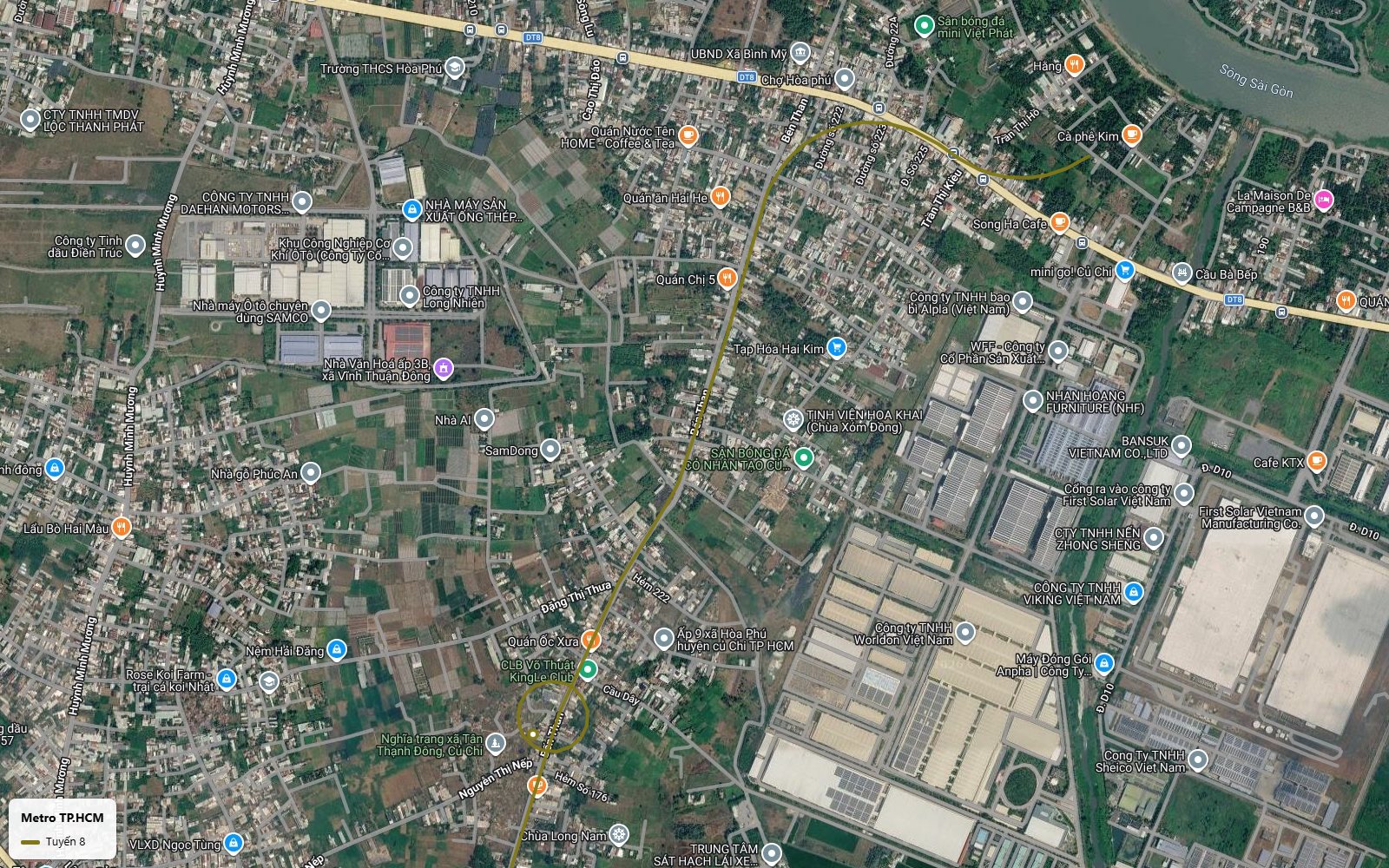 Toàn cảnh tuyến metro số 8 dọc đường Bến Than qua khu công nghiệp cơ khí ô tô SAMCO tại Củ Chi