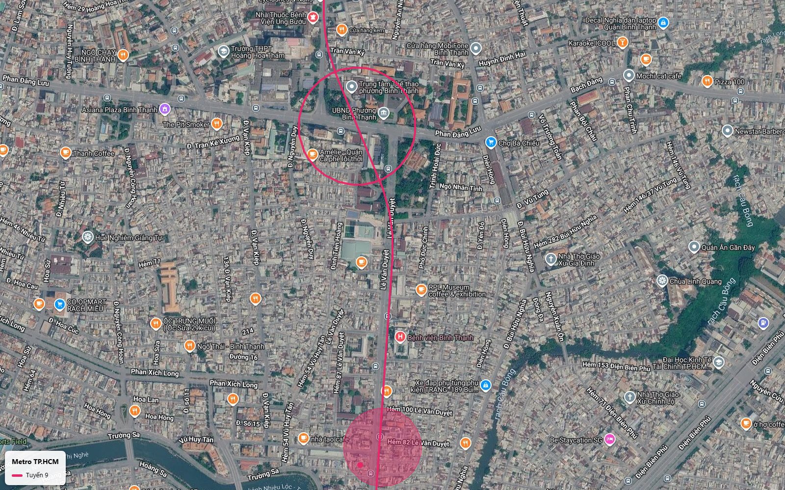Toàn cảnh ga metro số 9 gần UBND phường Bình Thạnh, chợ Bà Chiểu và trục Lê Văn Duyệt