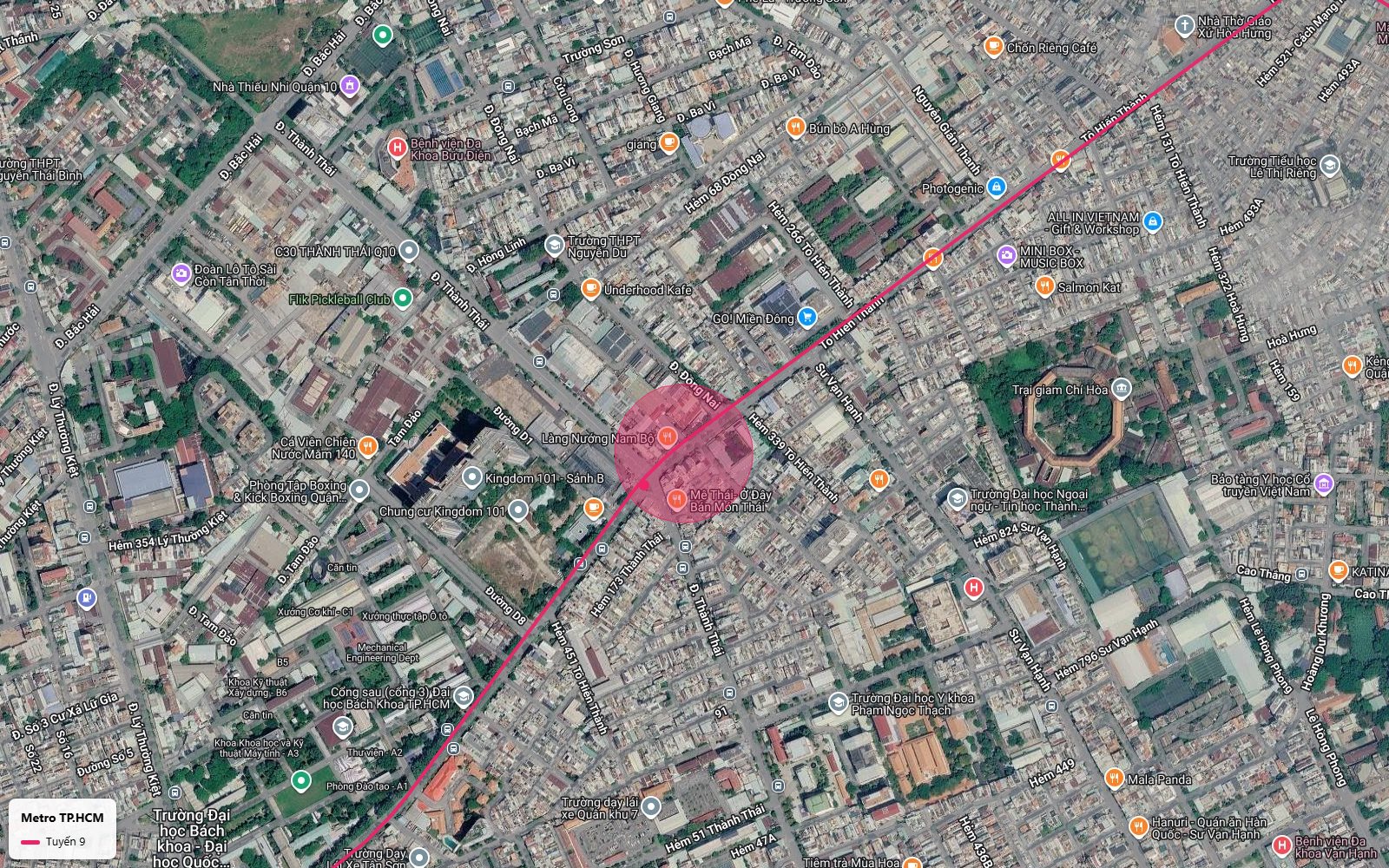 Toàn cảnh metro số 9 dọc trục Tô Hiến Thành Quận 10 với ga ngầm khu đường Đồng Nai gần Trại giam Chí Hòa