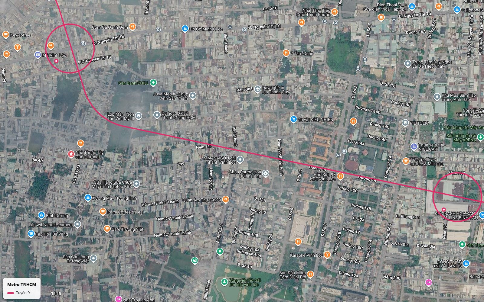 Toàn cảnh metro số 9 dọc Đường 14 xuyên khu dân cư Vĩnh Lộc phường Bình Hưng Hòa B quận Bình Tân